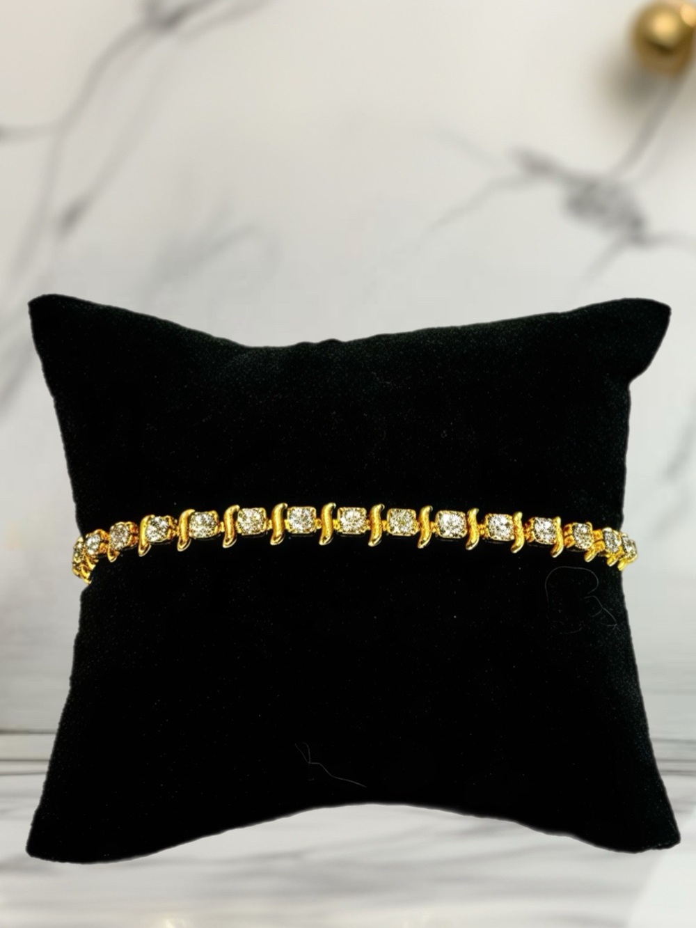 Gold Tone Tennis Bracelet with Clear Stones Better Costume Jewelry